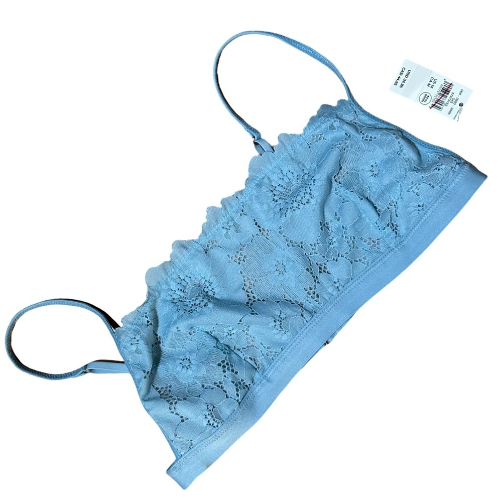 Aerie Bralette Poppy Bandeau Light Blue Lace Size Medium NWT